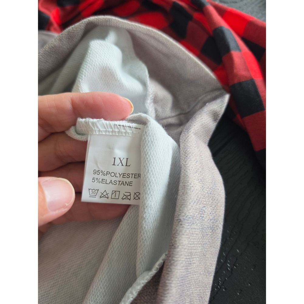 Unbranded Christmas Tree Sweatshirt Women 1XL Grey Red Plaid Excellent Holiday - Picture 5 of 7
